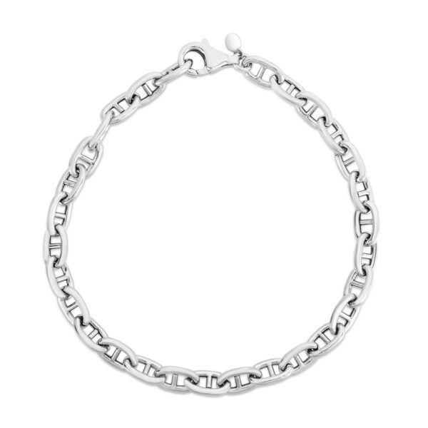 Sterling Silver Rhodium Plated Puffed Mariner Bracelet (5.90 mm) - alternate view 2
