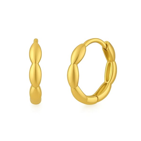 Small Rice Hoop Earrings in 14K Yellow Gold - alternate view 2