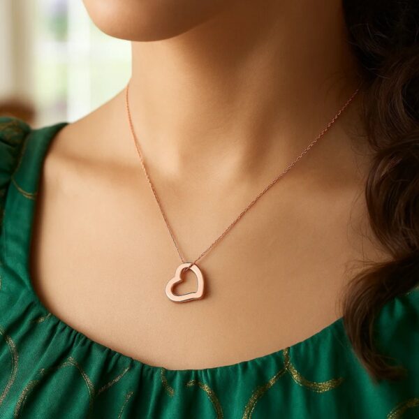 14k Rose Gold Heart Pendant - alternate view 3