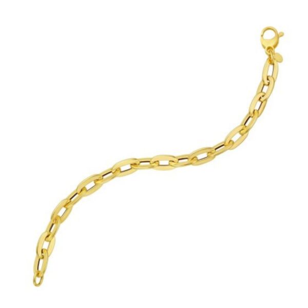 14K Yellow Gold Long Mirror Rolo Link Chain Bracelet (7.30 mm) - alternate view 2