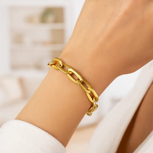 14K Yellow Gold Long Mirror Rolo Link Chain Bracelet (7.30 mm) - alternate view 5