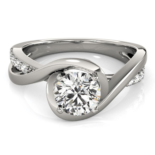 14k White Gold Split Band Round Bypass Diamond Engagement Ring (1 1/8 cttw) - alternate view 2