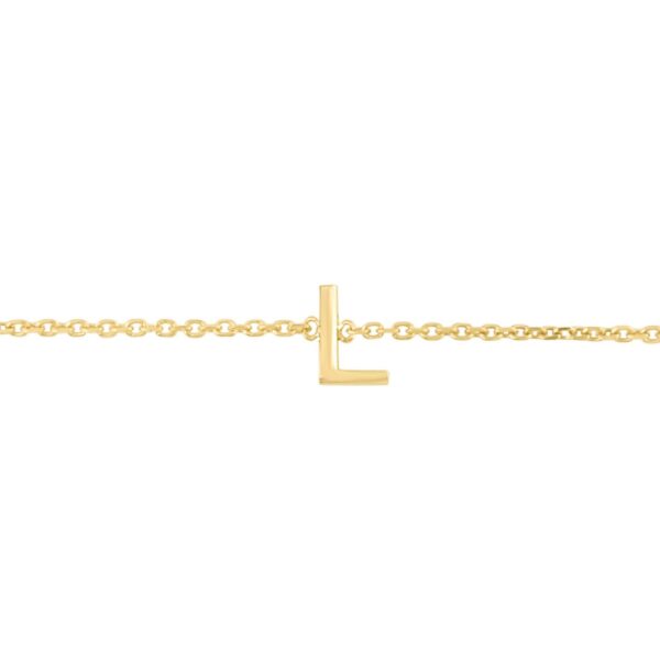 14K Yellow Gold Mini Initial L Bracelet - alternate view 3