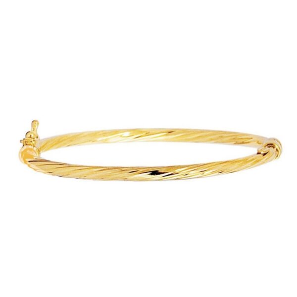14k Yellow Gold Childrens Bangle with Spiral Motif Style (3.50 mm) - alternate view 2
