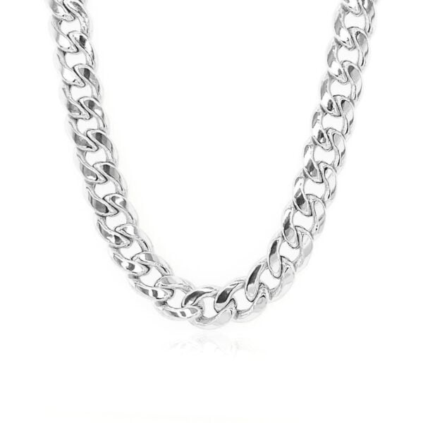 14K White Gold Miami Cuban Semi Solid Chain (7.00 mm) - alternate view 2