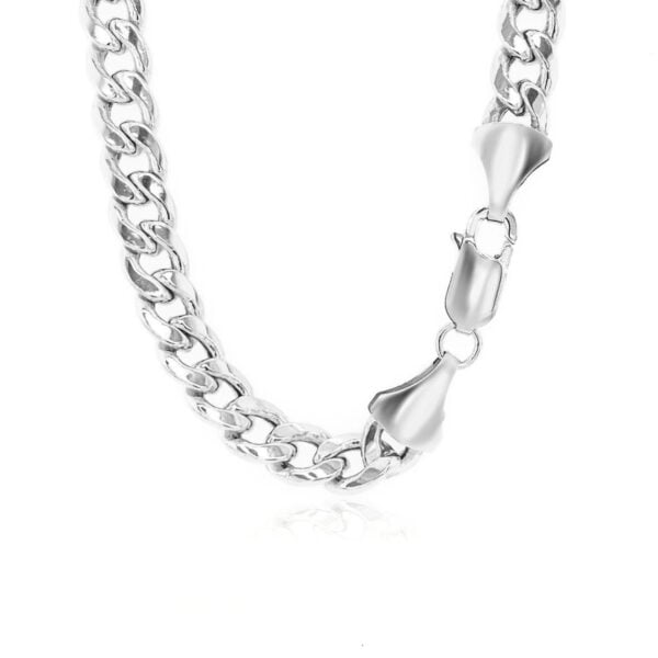 14K White Gold Miami Cuban Semi Solid Chain (7.00 mm) - alternate view 3