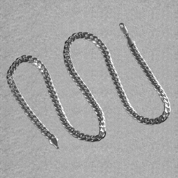 14K White Gold Miami Cuban Semi Solid Chain (7.00 mm) - alternate view 5