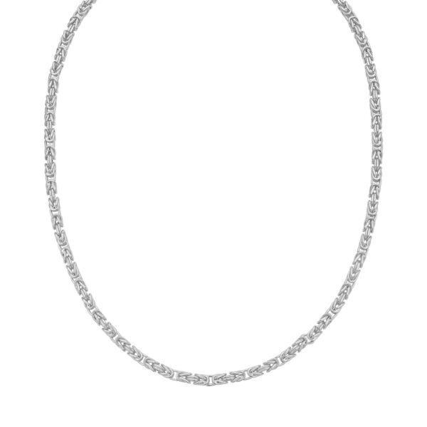 Sterling Silver Rhodium Plated Lite Square Byzantine Chain (4.20 mm) - alternate view 2