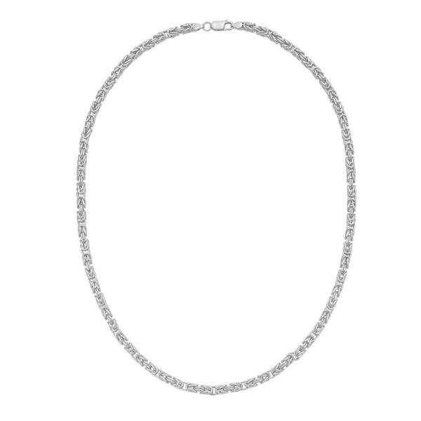 Sterling Silver Rhodium Plated Lite Square Byzantine Chain (4.20 mm) - alternate view 3