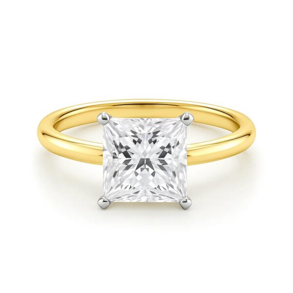 3 Carat Princess Lab Grown IGI G/VS1 Diamond Solitaire Ring in 14K Yellow Gold - alternate view 3