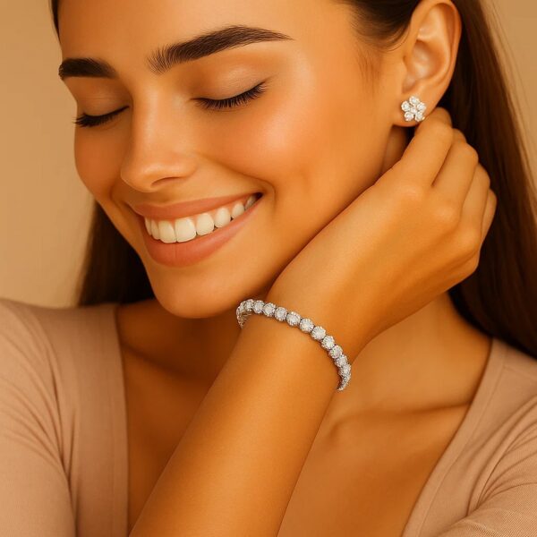 Lab Grown Round Diamond Tennis Bracelet in 14k White Gold (5 cctw F/G VS2/SI1) - F-G - alternate view 5