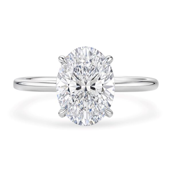 2 Carat Oval Lab Grown IGI G/VS1 Diamond Solitaire Ring in 10K White Gold - alternate view 2