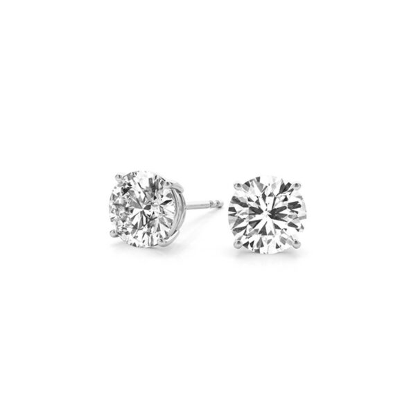 4 cttw Certified IGI Lab Grown Round Diamond Stud Earrings 14k White Gold(G/VS2) - alternate view 3