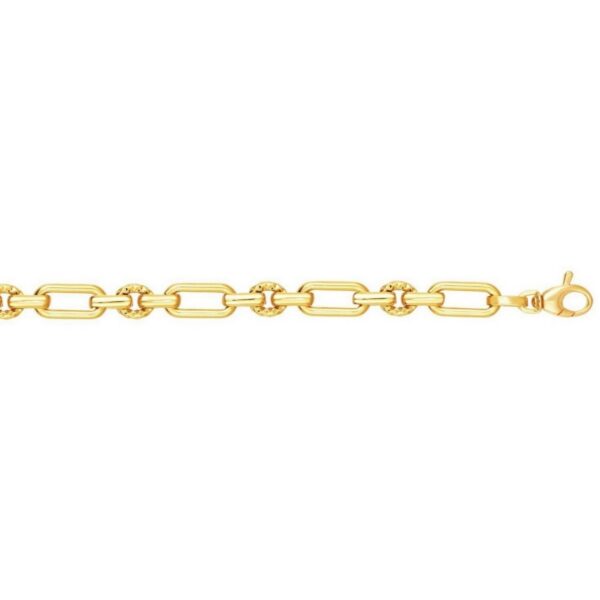 14k Yellow Gold Polished and Textured Link Bracelet (6.30 mm) - alternate view 2
