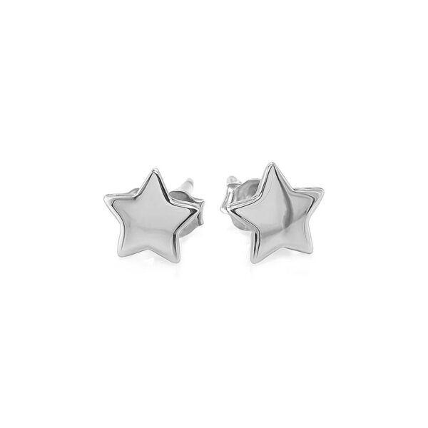 14k White Gold Post Earrings with Stars(6.5mm) - alternate view 2