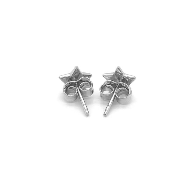 14k White Gold Post Earrings with Stars(6.5mm) - alternate view 3