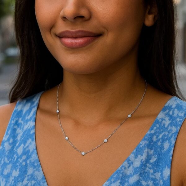 14K White Gold Diamonds by the Yard Necklace - alternate view 4