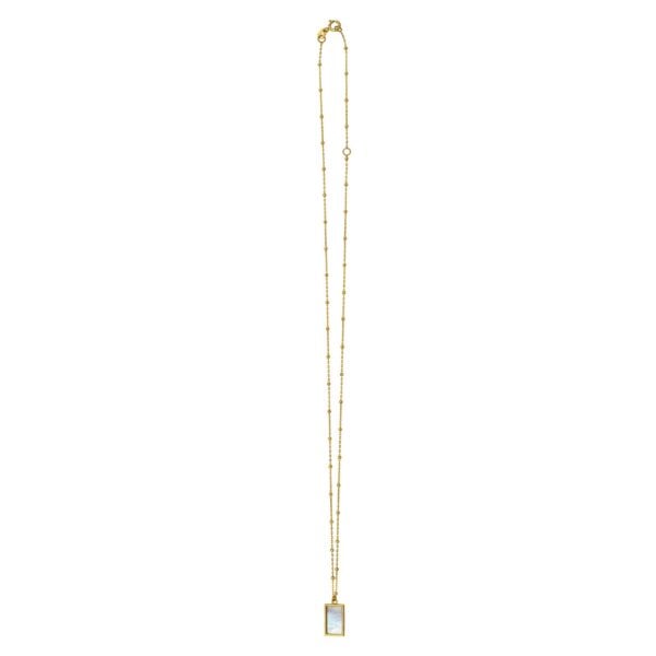 MOP Geometric Gem Rectangle Necklace in 14K Yellow Gold - alternate view 2