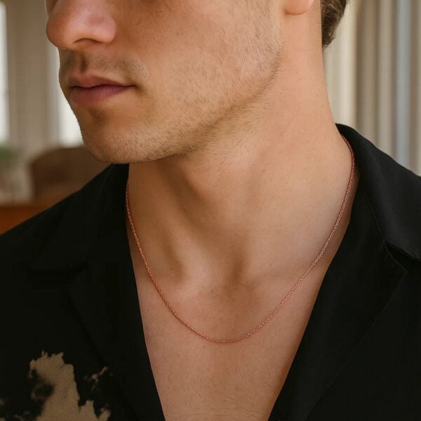 14k Rose Gold Machine Rope Chain (0.95 mm) - alternate view 4