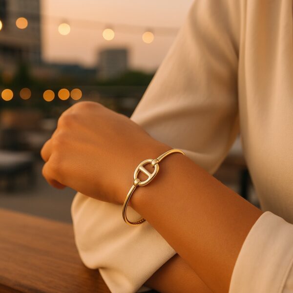Single Mariner Link Bangle in 14K Yellow Gold (12.00 mm) - alternate view 4