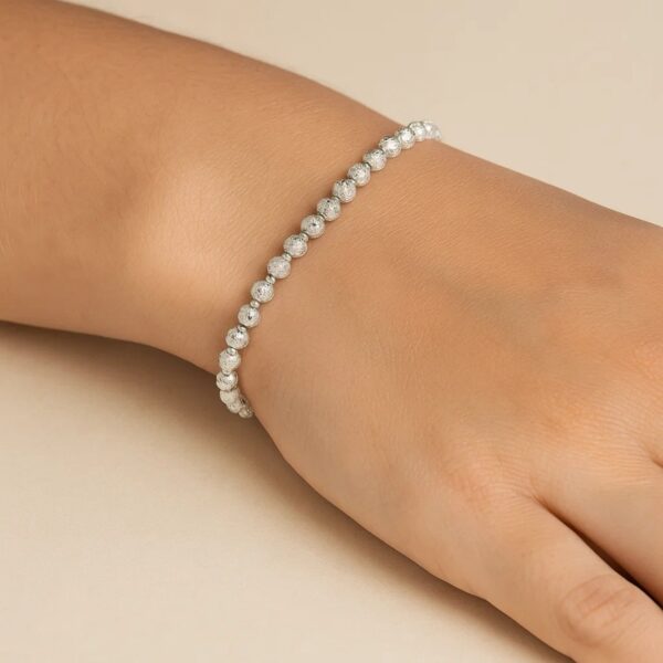 14K White Gold Disco Diamond Cut Bead Bracelet (4.00 mm) - alternate view 3