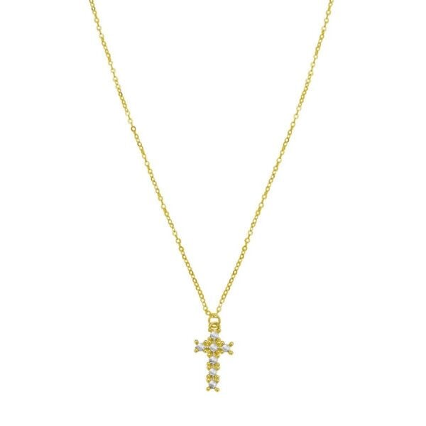 14K Yellow Gold Diamon Oro Cross Necklace - alternate view 2