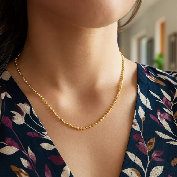 Moon Cut Bead Chain in 14k Yellow Gold (2.00 mm) - alternate view 5