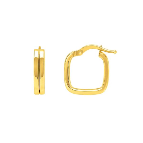 Double Square Tube Hoop Earrings in 14K Yellow Gold - alternate view 2