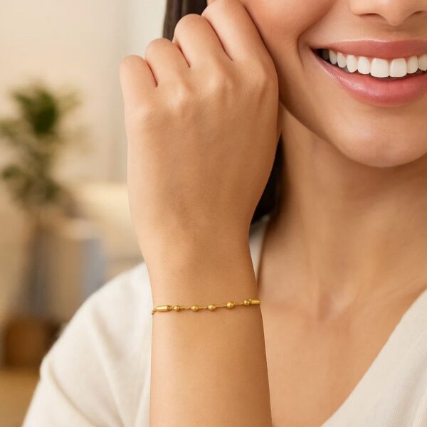 14K Yellow Gold Adjustable Bead Link Bracelet - alternate view 2