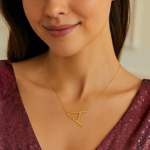 14K Yellow Gold Yours Truly Large Initial A Necklace - alternate view 3