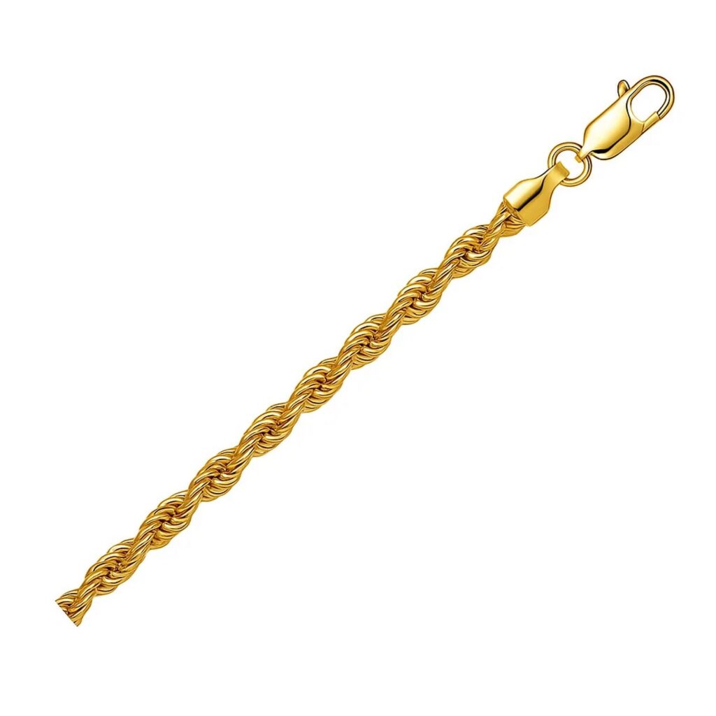 Lite Rope Chain Bracelet in 10k Yellow Gold (4.00 mm)