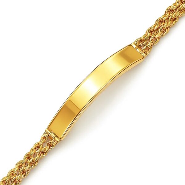 14k Yellow Gold ID Bracelet with Double Rope Chain (3.00 mm) - alternate view 2