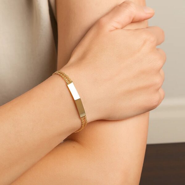14k Yellow Gold ID Bracelet with Double Rope Chain (3.00 mm) - alternate view 4