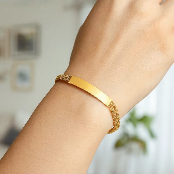 14k Yellow Gold ID Bracelet with Double Rope Chain (3.00 mm) - alternate view 5