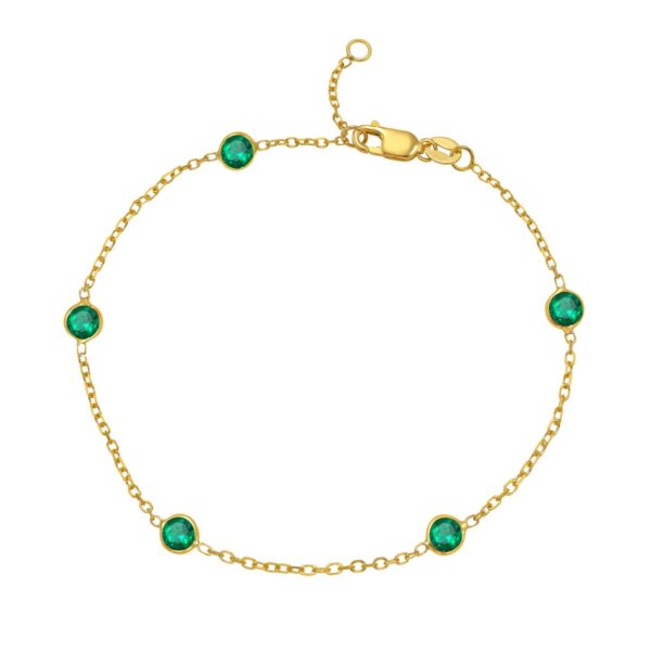 14K Yellow Gold Emerald Station Bracelet - alternate view 2