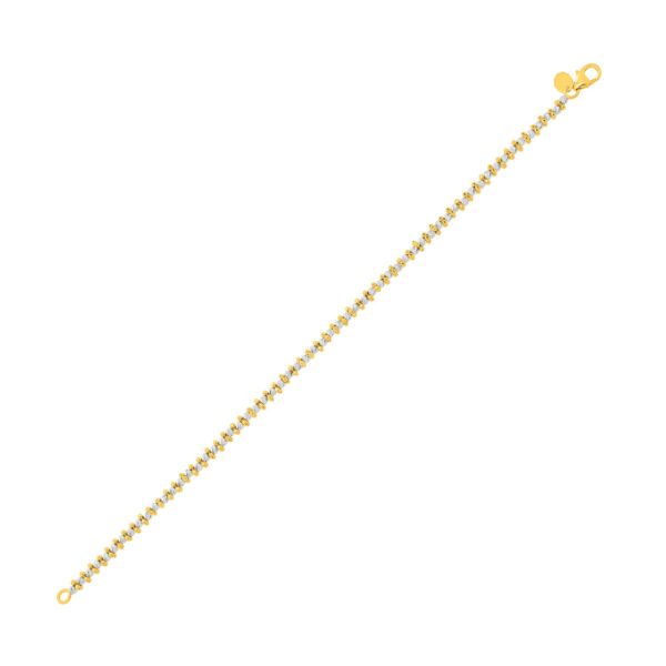 Two Tone Pallina Bead Bracelet in 14K Gold (2.60 mm) - Two-Tone Gold