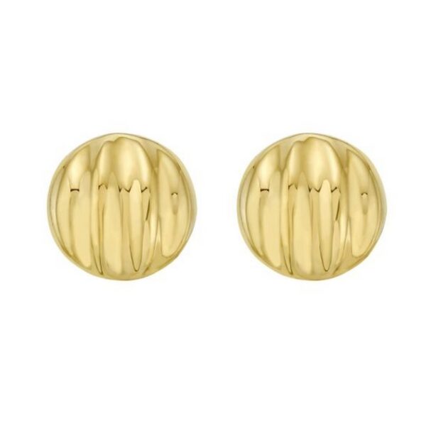 Sterling Silver Yellow Gold Plated Sculpted Domed Disc Stud Earrings - alternate view 2