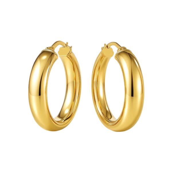 14k Yellow Gold Wedding Band Hoops (6x25mm) - alternate view 2