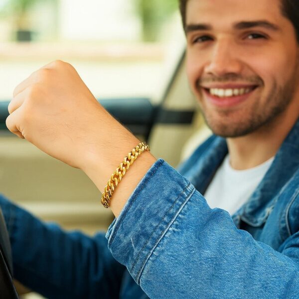 14k Yellow Gold Semi Solid Miami Cuban Bracelet (6.10 mm) - alternate view 3