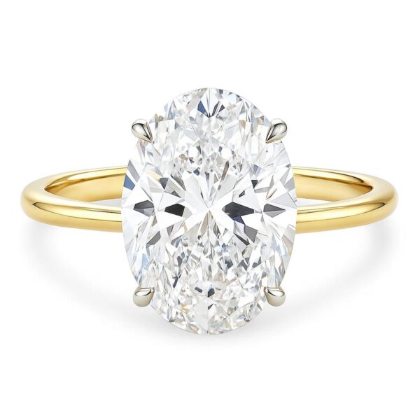 5 Carat Oval Lab Grown IGI G/VS1 Diamond Solitaire Ring in 14K Yellow Gold - alternate view 2