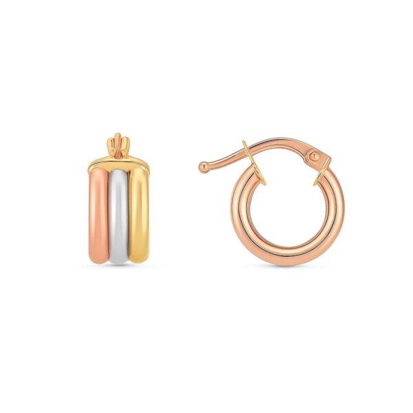 14k Tri Color Gold Trilogy Hoops - Tri-Color Gold