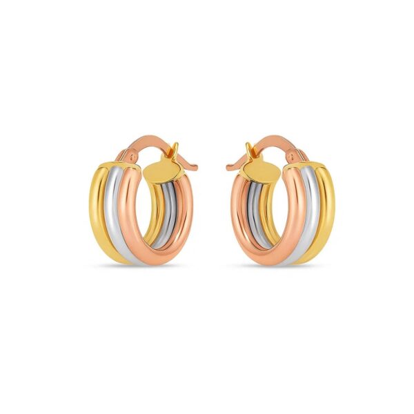 14k Tri Color Gold Trilogy Hoops - Tri-Color Gold - alternate view 2