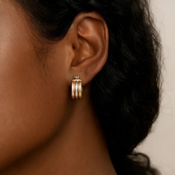 14k Tri Color Gold Trilogy Hoops - Tri-Color Gold - alternate view 3