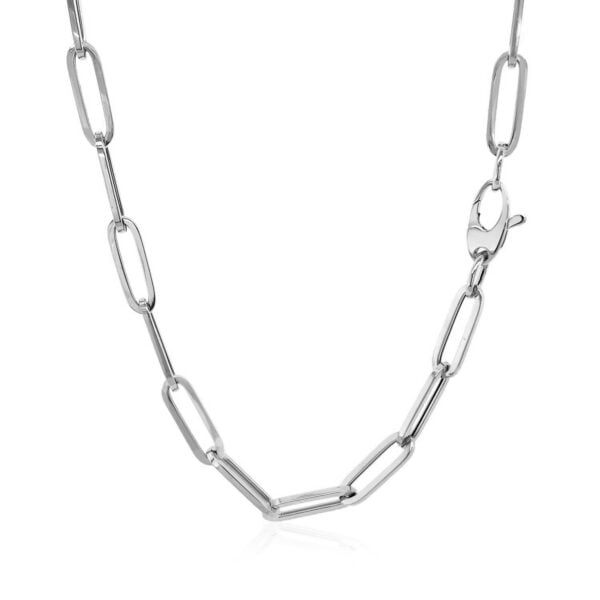 14k White Gold Bold Paperclip Chain (4.2 mm) - alternate view 3