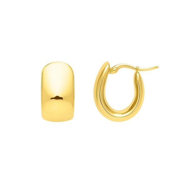 Wide Huggie Hoop Earrings in 14K Yellow Gold - alternate view 2