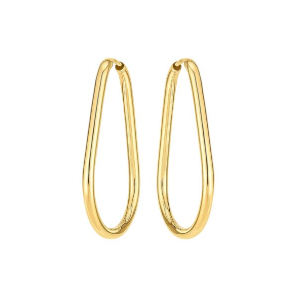 14k Yellow Gold Endless Pear Hoop Earrings - alternate view 2