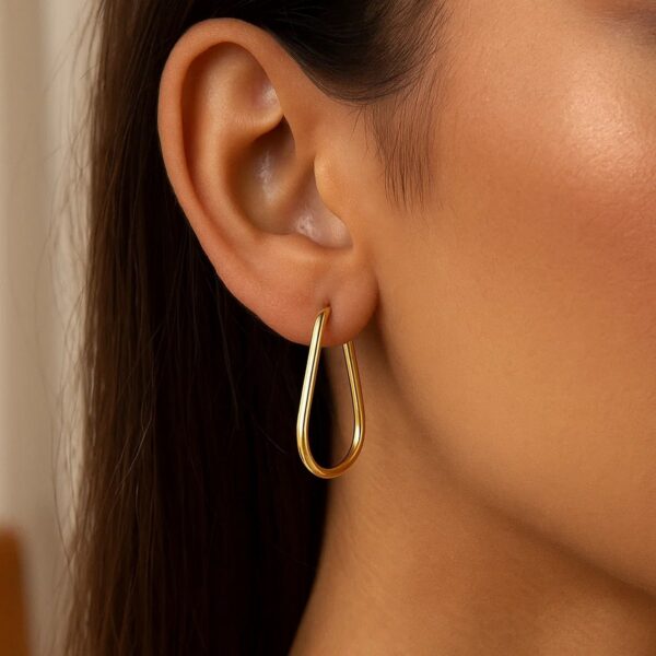 14k Yellow Gold Endless Pear Hoop Earrings - alternate view 5