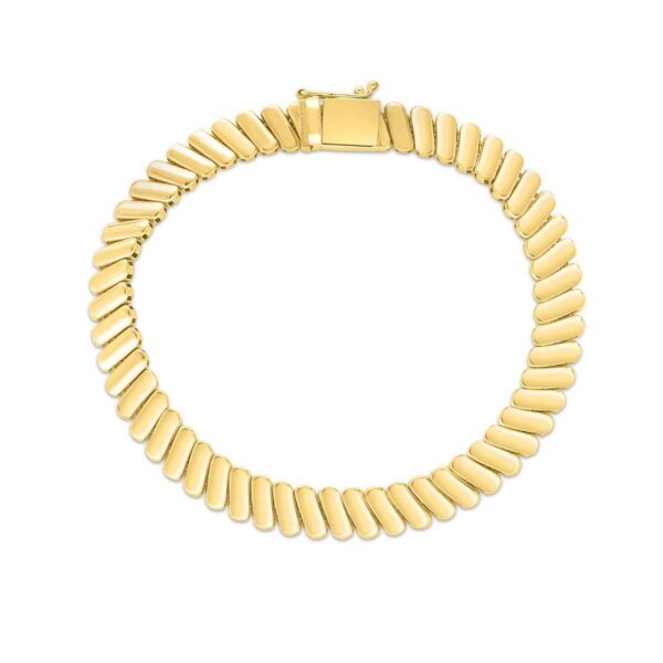 14k Yellow Gold Rib Link Bracelet (7.00 mm) - alternate view 2