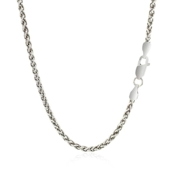 Sterling Silver Rhodium Plated Wheat Chain (2.60 mm) - alternate view 3