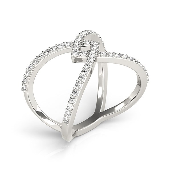 14k White Gold Fancy Entwined Design Diamond Ring (1/2 cttw) - alternate view 3